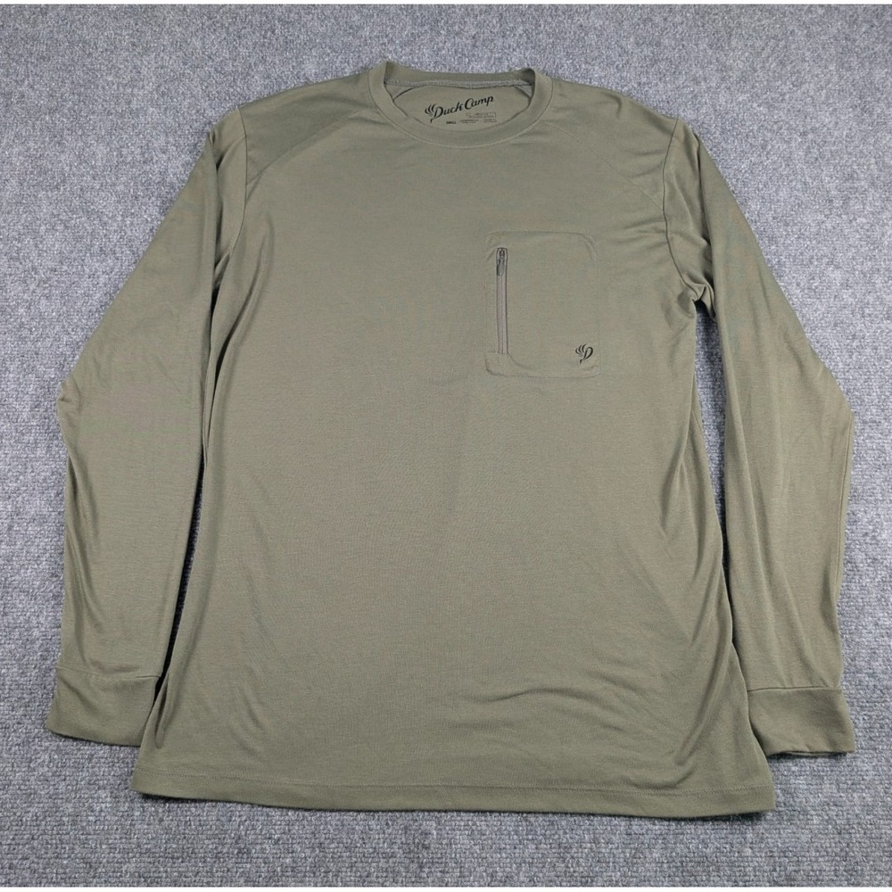 Duck Camp Bamboo Long‎ Sleeve Shirt Mens Small Green Zip Pocket LIghtweight
